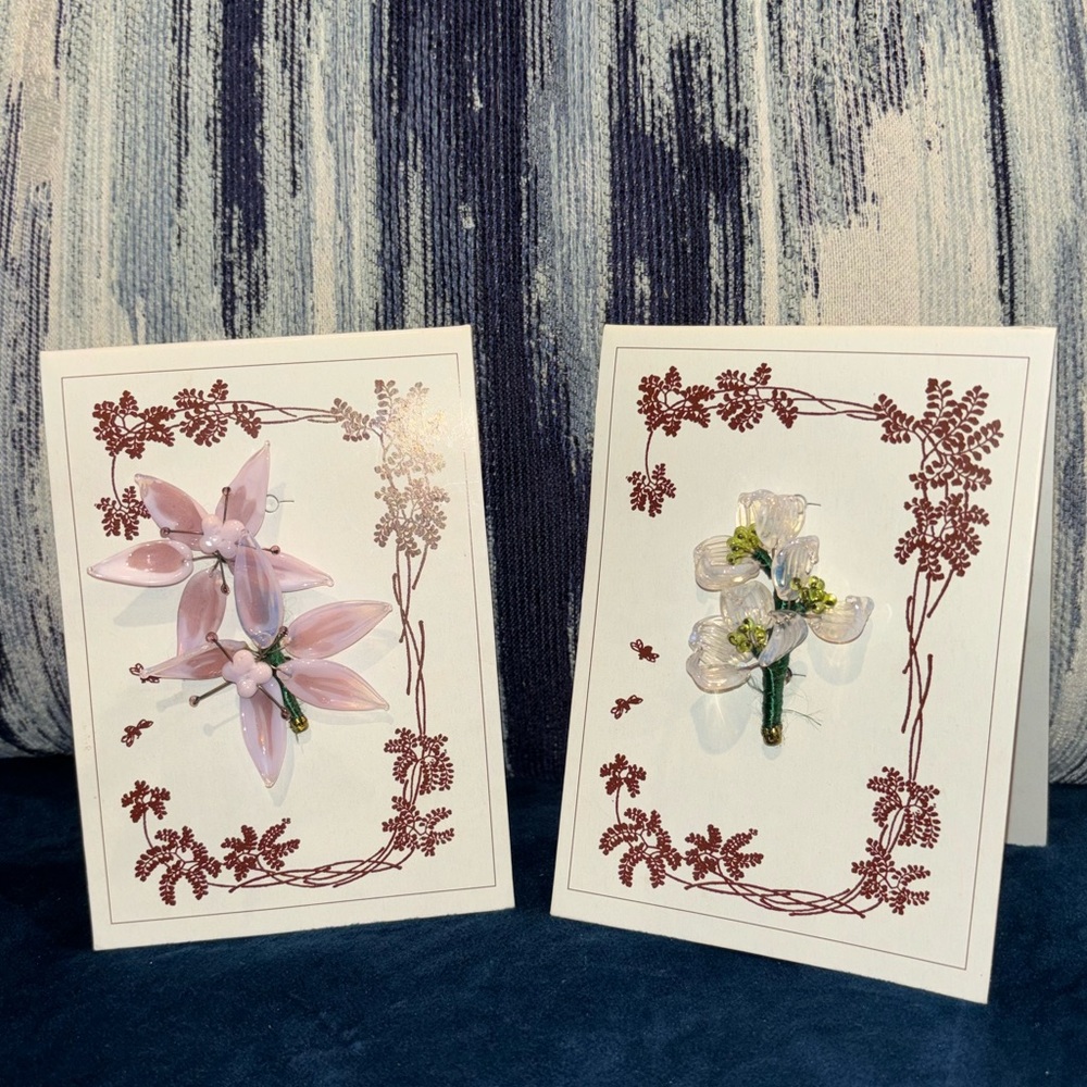 PAIR of beaded flower ensembles! New and perfect!